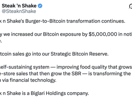 Steak ‘n Shake incorpora 5 millones de dólares en BTC a su reserva mientras las ventas en tienda aumentan un 18%