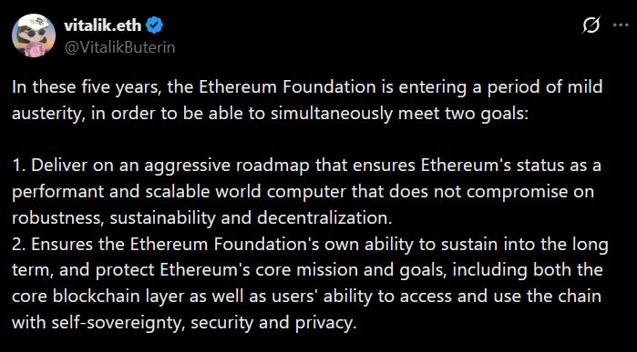 Vitalik Buterin vendió USD 6,6 millones en ETH tras anunciar retiros planificados